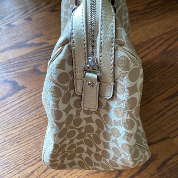 Coach Chelsea Heritage bag Signature White Gold Purple satchel with Dust bag - Picture 3 of 12